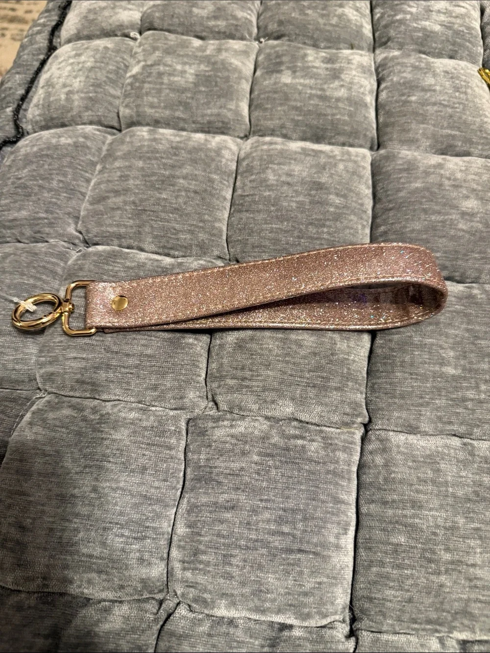 Makeup Junkie Rose Gold Glitter Wristlet Strap